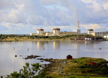 Ringhals nuclear power plant with water reflection