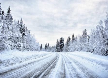 Snow covered forest road in Hemavan, Sweden