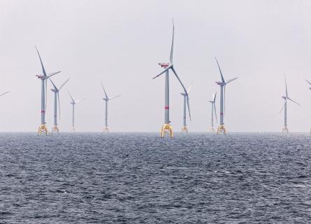 Offshore wind farm in rough sea