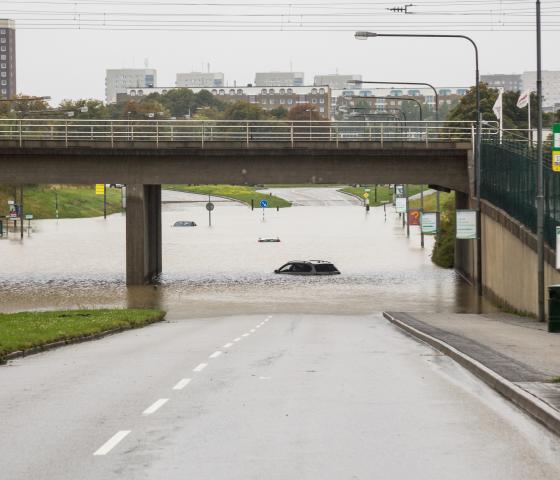 flood under a bridge in Malmö