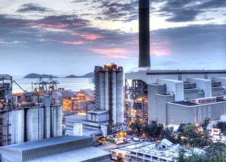 Industry-plant-dusk-sea-site-chimney